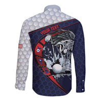 Personalized USA Golf Long Sleeve Button Shirt Powerful Eagle