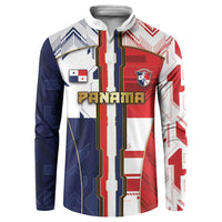 Custom Panama Football Button Sweatshirt Cybernetic Mech Warrior Flag