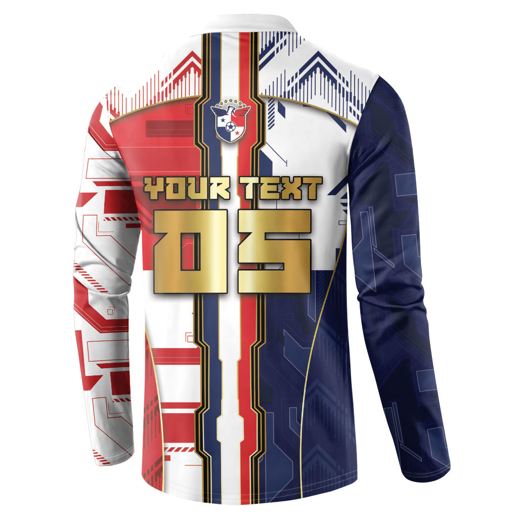 Custom Panama Football Button Sweatshirt Cybernetic Mech Warrior Flag
