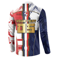 Custom Panama Football Button Sweatshirt Cybernetic Mech Warrior Flag
