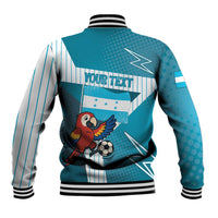 Personalized Honduras Football Baseball Jacket Scarlet Macaw Mascot