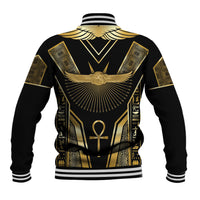 Egypt Winged Sun Baseball Jacket Ancient Mythology Golden Ankh
