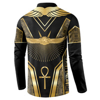 Egypt Winged Sun Button Sweatshirt Ancient Mythology Golden Ankh