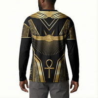 Egypt Winged Sun Button Sweatshirt Ancient Mythology Golden Ankh