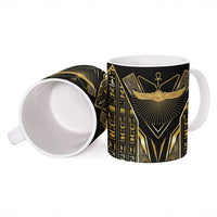 Egypt Winged Sun Ceramic Mug Ancient Mythology Golden Ankh