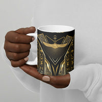 Egypt Winged Sun Ceramic Mug Ancient Mythology Golden Ankh