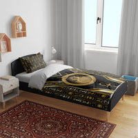 Egypt Ouroboros Bedding Set Ancient Mythology Infinity Serpent Gold