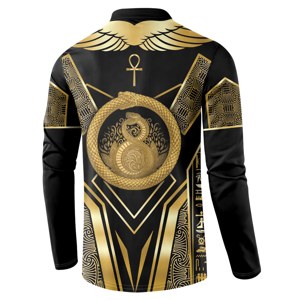 Egypt Ouroboros Button Sweatshirt Ancient Mythology Infinity Serpent Gold
