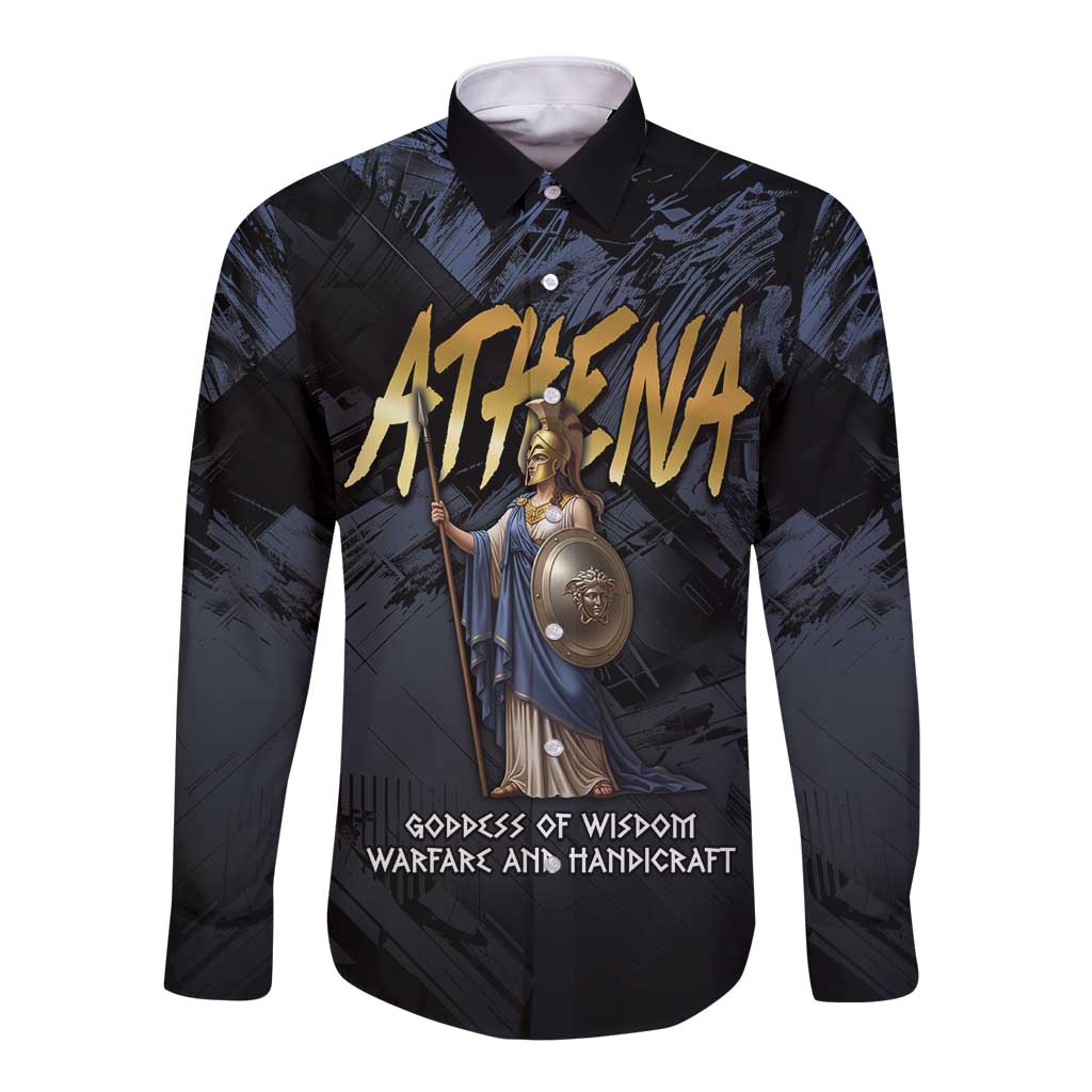 Ancient Greek Athena Long Sleeve Button Shirt Goddess Of Wisdom - Wonder Print Shop