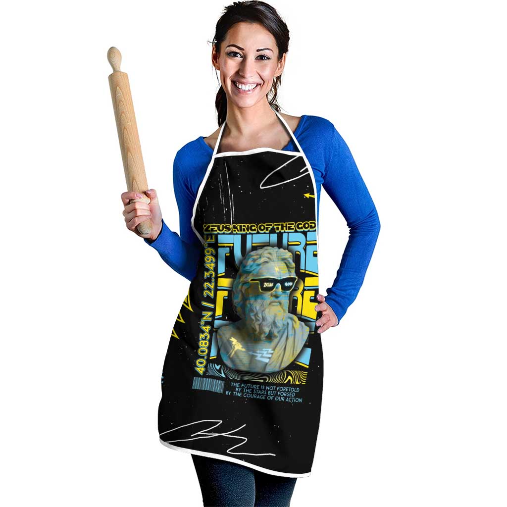 Ancient Greek Zeus Apron Futuristic Style - Wonder Print Shop