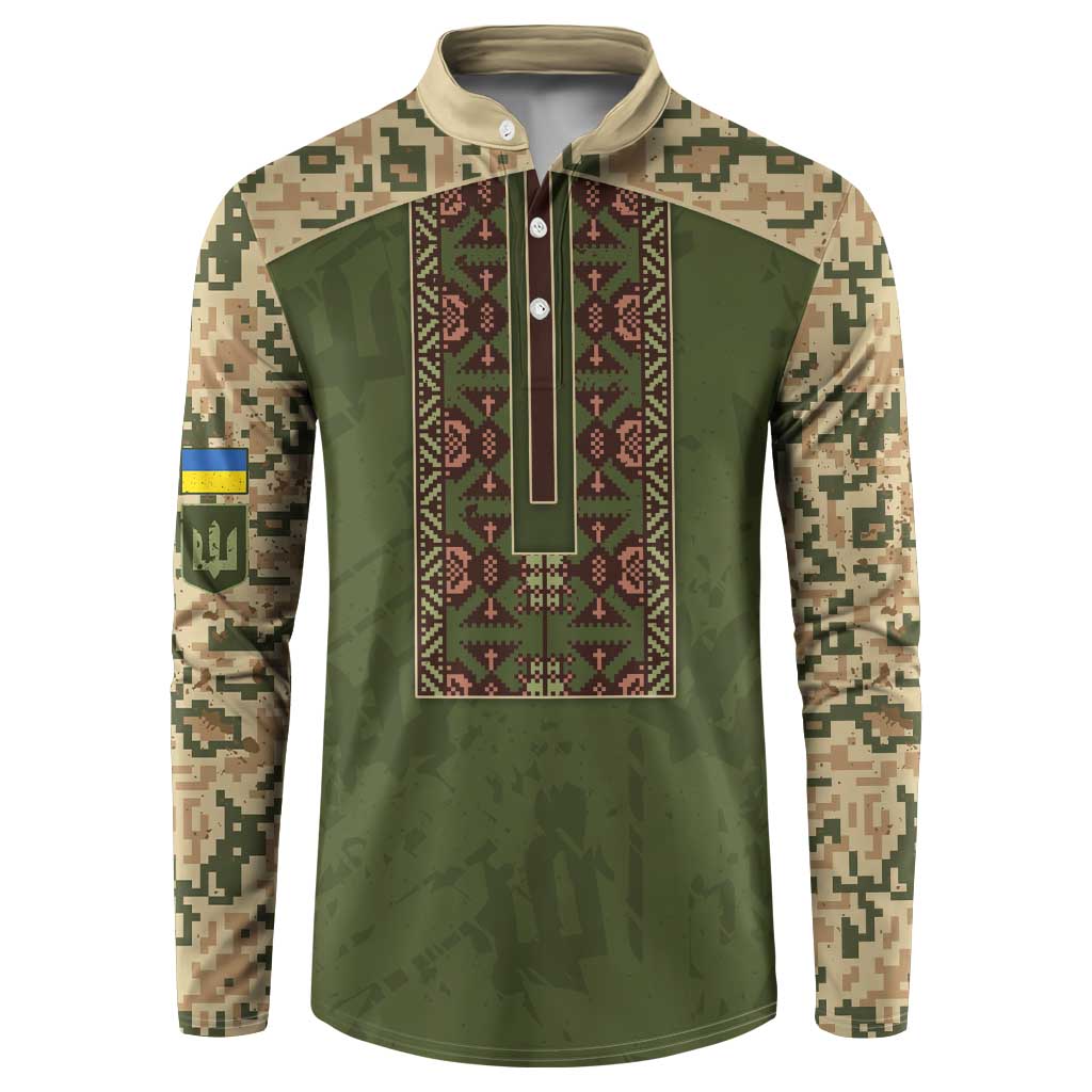 Personalized Ukraine Vyshyvanka Motif Button Sweatshirt Ukrainian Military Style - Wonder Print Shop