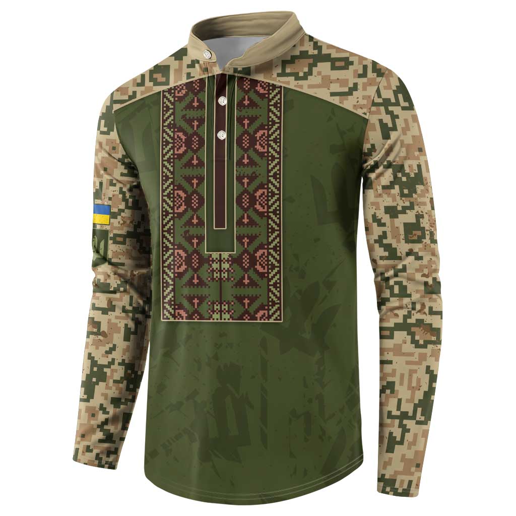 Personalized Ukraine Vyshyvanka Motif Button Sweatshirt Ukrainian Military Style - Wonder Print Shop