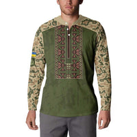 Personalized Ukraine Vyshyvanka Motif Button Sweatshirt Ukrainian Military Style - Wonder Print Shop