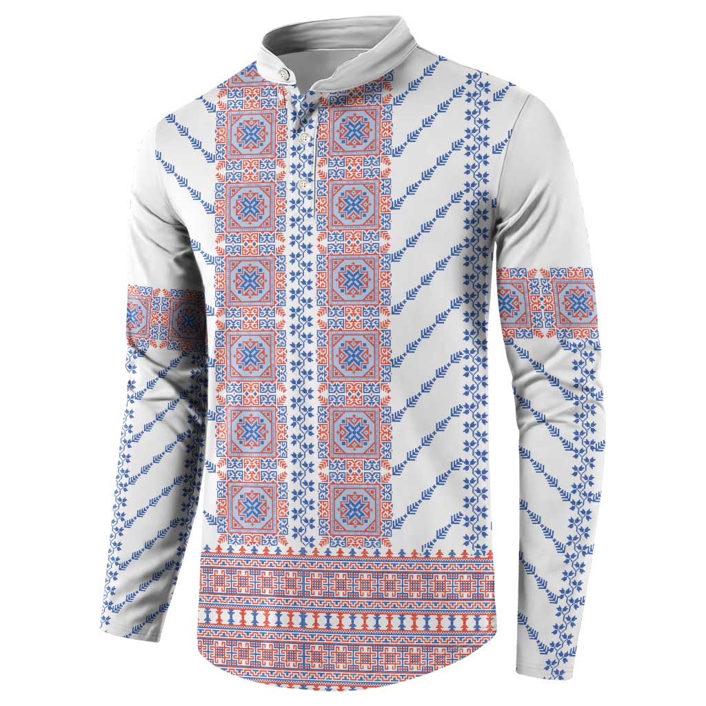 Traditional Romanian Costume Button Sweatshirt National Folk Patterns - Wonder Print Shop