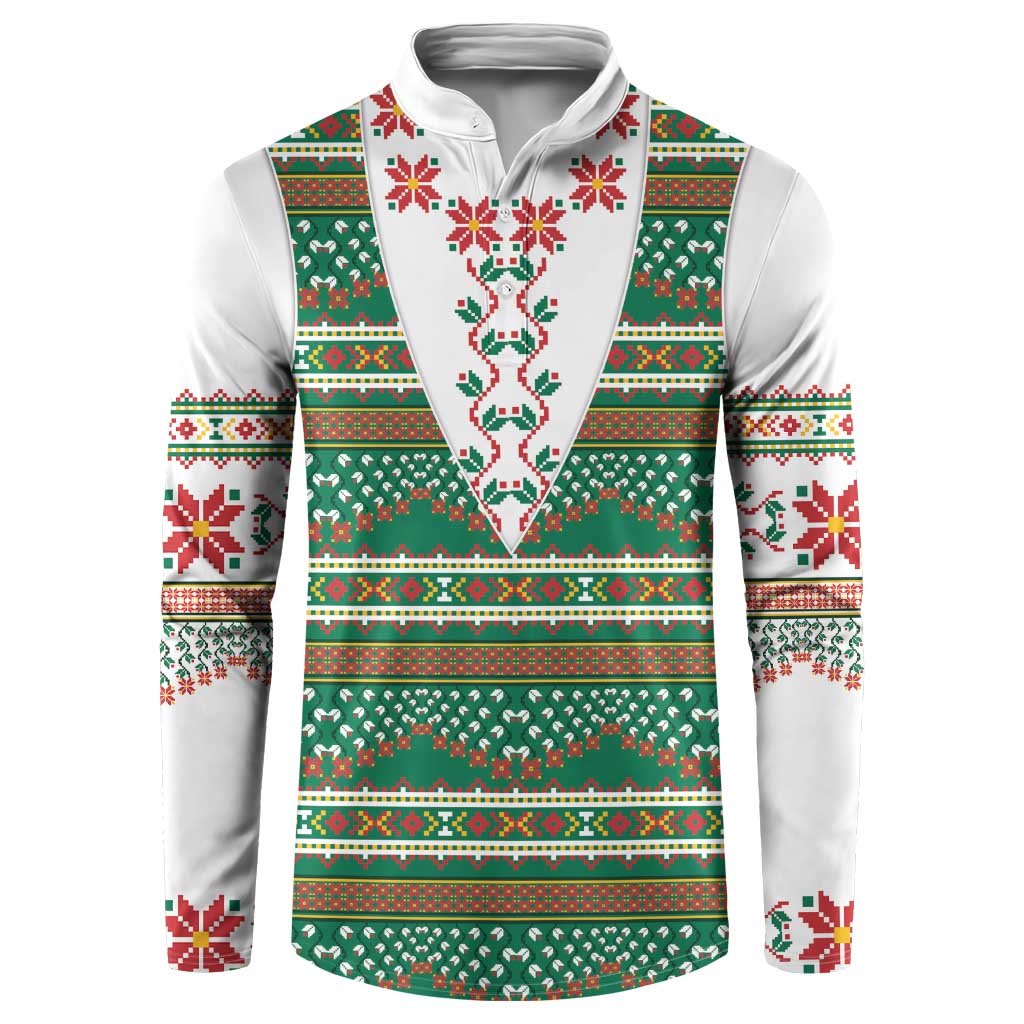 Lithuanian National Costume Button Sweatshirt Traditional Folk Pattern - Wonder Print Shop