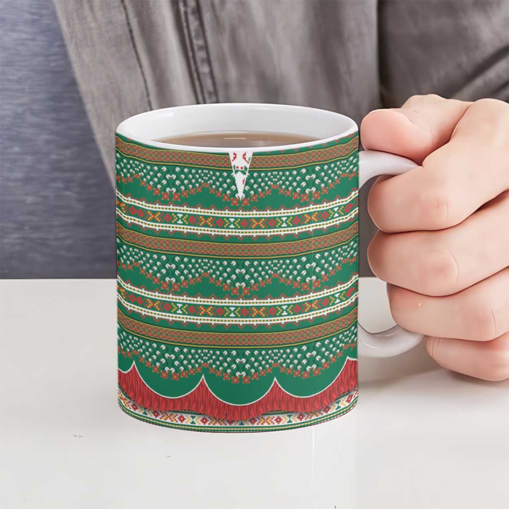 Lithuanian National Costume Ceramic Mug Traditional Folk Pattern - Wonder Print Shop