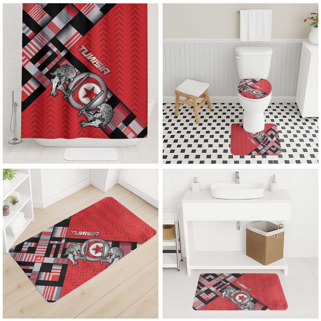 Tunisia Bathroom Set Silver Lions Sports Patterns - Wonder Print Shop