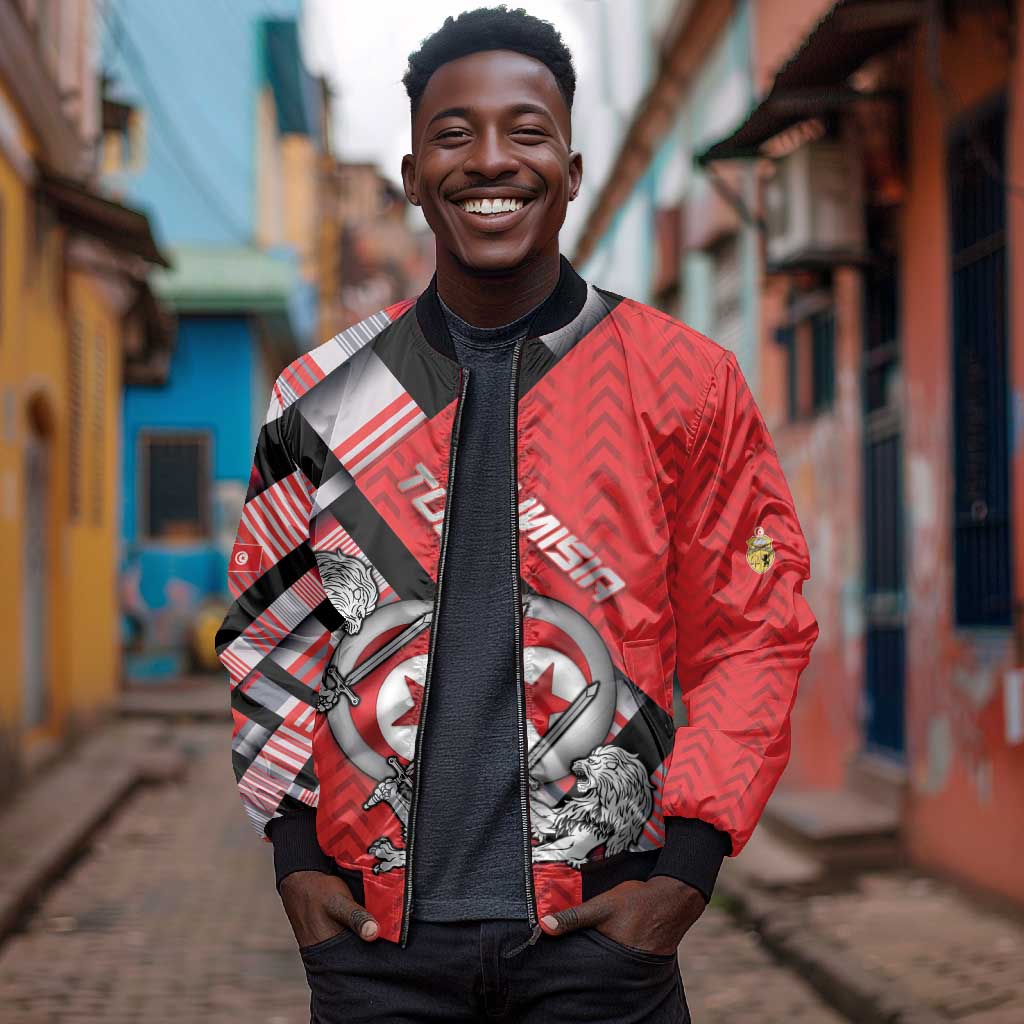 Personalized Tunisia Bomber Jacket Silver Lions Sports Patterns - Wonder Print Shop