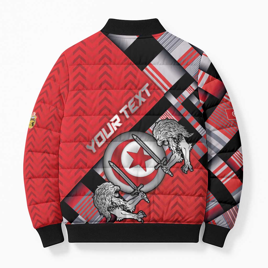 Personalized Tunisia Bomber Puffer Jacket Silver Lions Sports Patterns - Wonder Print Shop