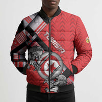 Personalized Tunisia Bomber Puffer Jacket Silver Lions Sports Patterns - Wonder Print Shop