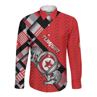 Personalized Tunisia Long Sleeve Button Shirt Silver Lions Sports Patterns - Wonder Print Shop