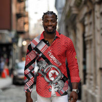 Personalized Tunisia Long Sleeve Button Shirt Silver Lions Sports Patterns - Wonder Print Shop
