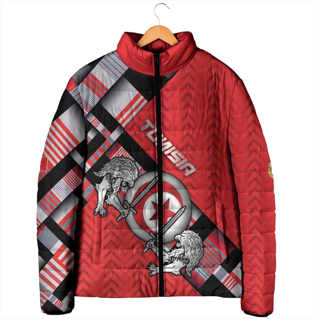 Personalized Tunisia Padded Jacket Silver Lions Sports Patterns - Wonder Print Shop