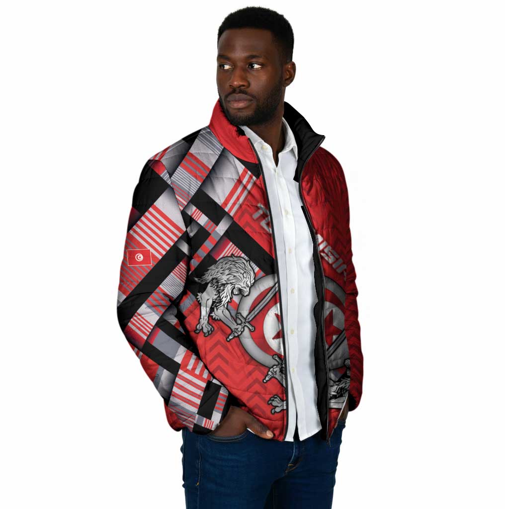 Personalized Tunisia Padded Jacket Silver Lions Sports Patterns - Wonder Print Shop