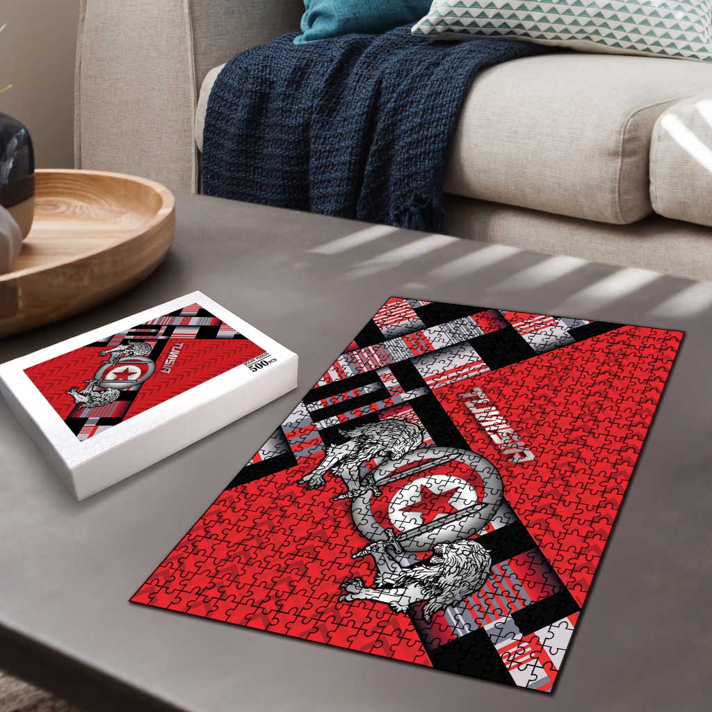 Tunisia Puzzle Silver Lions Sports Patterns - Wonder Print Shop