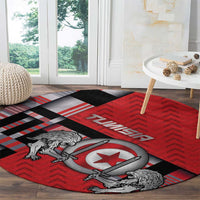 Tunisia Round Carpet Silver Lions Sports Patterns - Wonder Print Shop