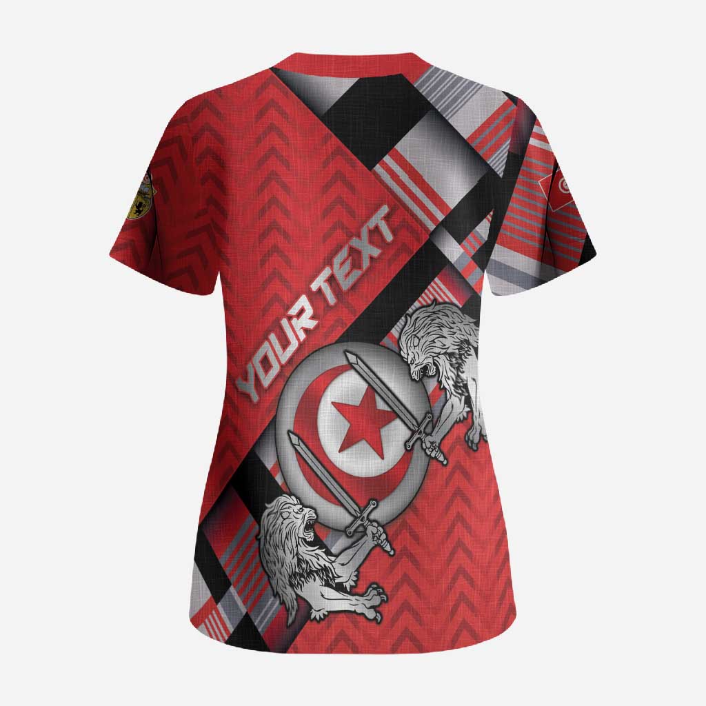 Personalized Tunisia Scrub Top Silver Lions Sports Patterns - Wonder Print Shop