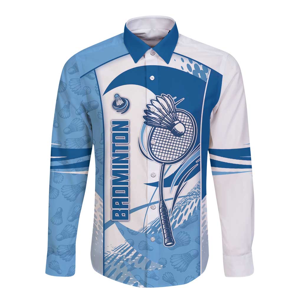 Custom Badminton Long Sleeve Button Shirt Dynamic Swoosh
