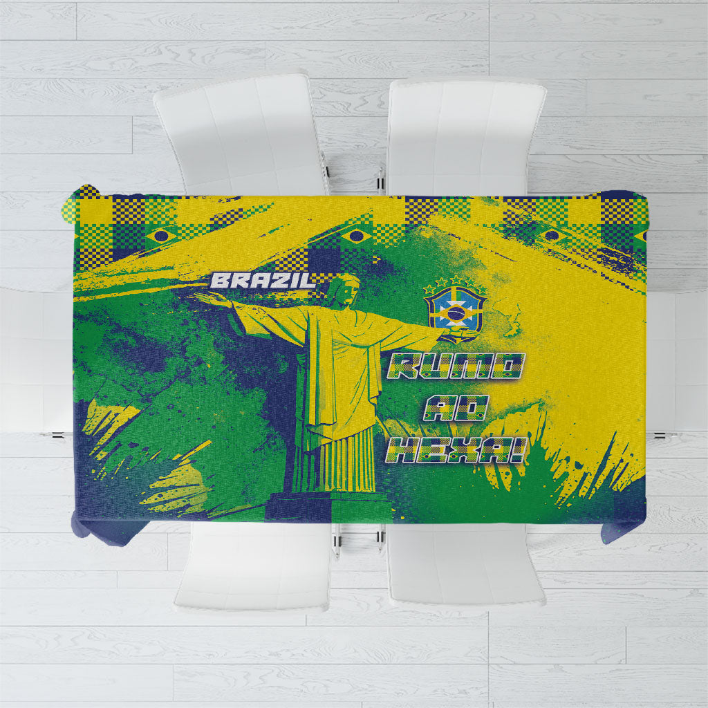 Brazil Football Tablecloth Rumo Ao Hexa Grunge Style