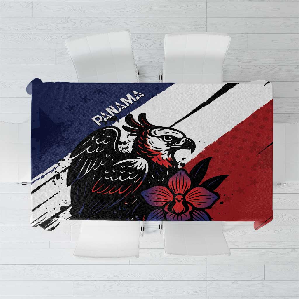 Navy, red, and black grunge eagle bird tablecloth with diagonal graphic panels