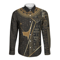 Egypt Deshret Crown Long Sleeve Button Shirt Ancient Mythology Pharaoh With Pschent