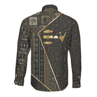 Egypt Deshret Crown Long Sleeve Button Shirt Ancient Mythology Pharaoh With Pschent