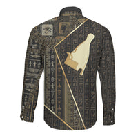 Egypt Hedjet Crown Long Sleeve Button Shirt Ancient Mythology Upper Pharaoh