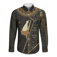 Egypt Pschent Crown Long Sleeve Button Shirt Ancient Mythology Unified Pharaoh