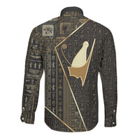 Egypt Pschent Crown Long Sleeve Button Shirt Ancient Mythology Unified Pharaoh