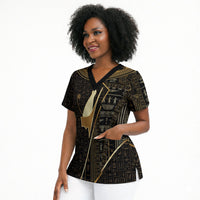 Egypt Pschent Crown Scrub Top Ancient Mythology Unified Pharaoh