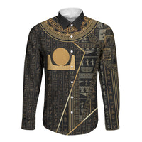 Egypt Akhet Long Sleeve Button Shirt Ancient Mythology Horizon Sun Disk