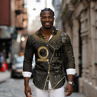 Egypt Shen Ring Long Sleeve Button Shirt Ancient Mythology Eternally Protecting