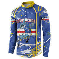 Custom Cape Verde Button Sweatshirt Blue Shark National Flag