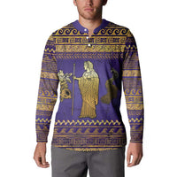 Hera Button Sweatshirt Goddess With Ancient Greek Pattern - Wonder Print Shop