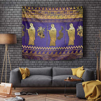 Hera Tapestry Goddess With Ancient Greek Pattern - Wonder Print Shop
