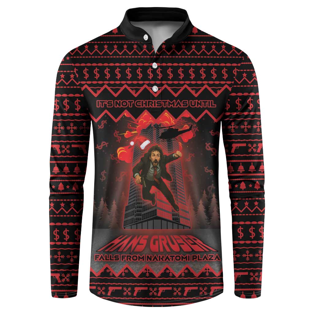 Xmas Eve 1988 Button Sweatshirt It Is Not Christmas Unil Hans Gruber Falls From Nakatomi Plaza - Wonder Print Shop