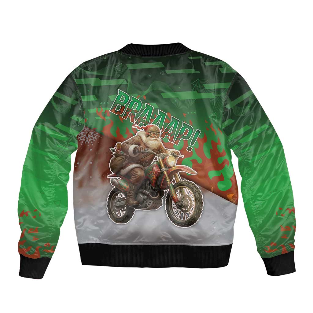 Braaap Christmas Bomber Jacket Motocross Santa - Wonder Print Shop