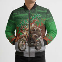 Braaap Christmas Bomber Puffer Jacket Motocross Santa - Wonder Print Shop