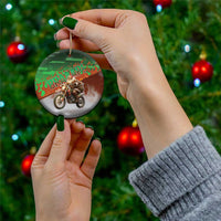 Braaap Christmas Ceramic Ornament Motocross Santa - Wonder Print Shop
