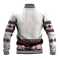 Red Romanian National Costume Baseball Jacket Peony Flowers Traditional Folk Pattern - Wonder Print Shop